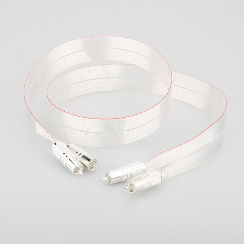 SR-02 Hifi kabel po??czeniowy RCA z posrebrzanym kablem wtyczka RCA 0.5m na sztuk? Red Draw