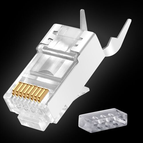 100 sztuk z??cze RJ45 Cat6a Cat7 RJ45 wtyczka ekranowane FTP 8P8C sieci zaciskane z??cza