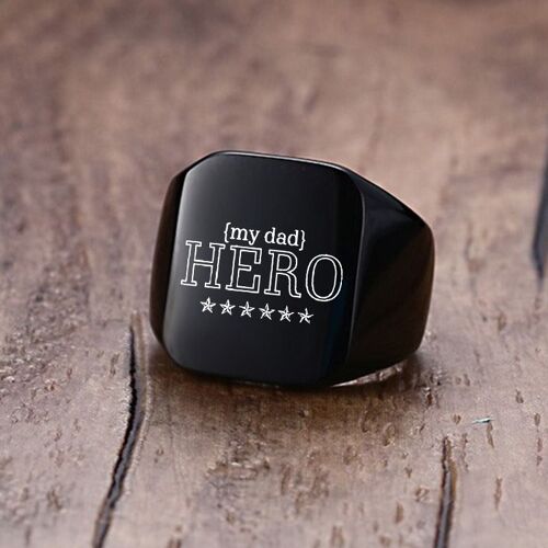 Vnox-Bague Chevalière Hero Dad Personnalisée Pour Homme, Acier Inoxydable Noir, Timbre Punk, Comparateur De Signification, Cadeau D'anniversaire Pour La Fête Des Pères