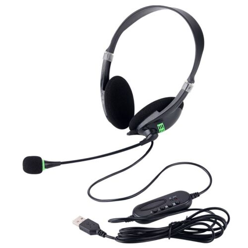 Ecouteurs filaires USB avec Microphone, casque d'écoute pour PC, stéréo basse réglable, oreillettes de bureau