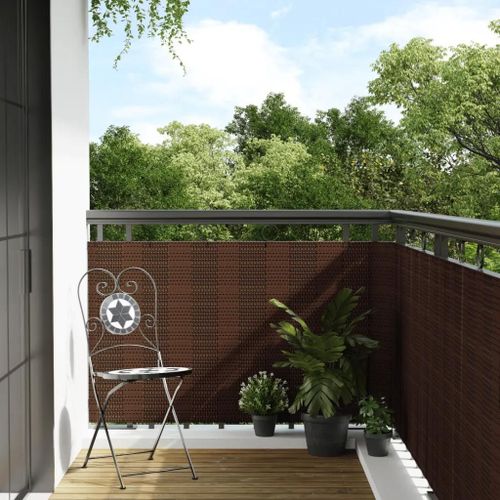 Prolenta Premium - Paravent de balcon brun et noir 400x90 cm résine tressée