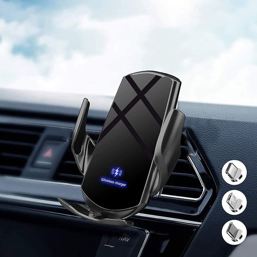 Kcbbe Chargeur Sans Fil De Voiture Support De Voiture De Charge Sans Fil À Induction Automatique 15w Pour Iphone Galaxy Avec 3 Adaptateurs Magnétiques Pour Et Tous Les Téléphones