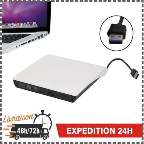 Lecteur Graveur DVD CD Externe USB 3.0 Ultra Slim Portable- Graveur Lecteur Externe Drive DVD ROM CD USB CD Player RW Writer/Rewrit