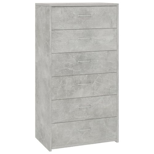 Vidaxl Buffet Avec 6 Tiroirs Gris Béton 50x34x96 Cm Aggloméré
