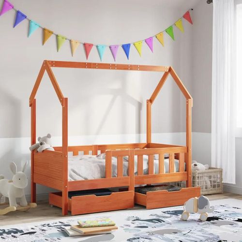 Vidaxl Cadre De Lit Enfant Avec Tiroirs Sans Matelas 80x170 Cm Bois