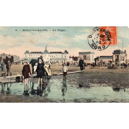 Cpa N° 9 Malo Les Bains - La Plage - Carte Avec Timbre