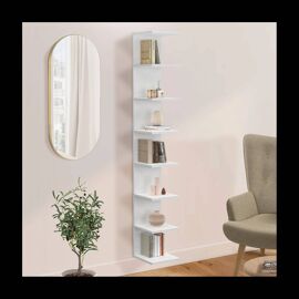Etagère murale suspendue double position CHIARA 8 étagères blanc 190 cm