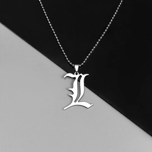 Collier En Acier Inoxydable Avec Pendentif Lettre Ancienne Anglaise, Pendentif, Perles, Chaîne, Accessoires De Bijoux Cosplay