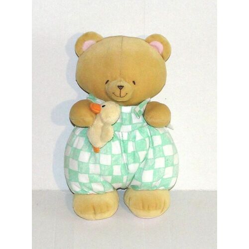 Doudou Ours Salopette En Tissus Avec Son Petit Canard Ou Poussin Forever Friends