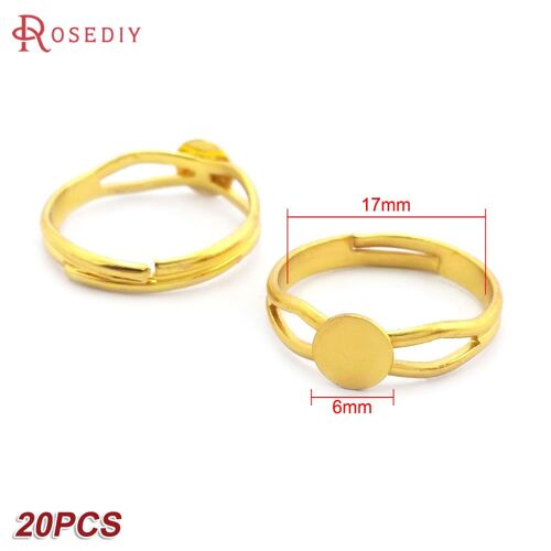 Plateaux De Base De Bague En Laiton, Fournitures De Bijoux De Bureau, Accessoires De Bricolage, 6mm, 8mm, 10mm, 12mm, 24k