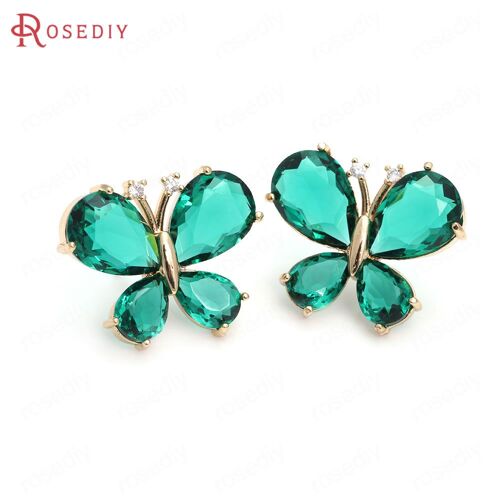Boucles D'oreilles Papillon En Laiton Et Verre, Bijoux De Haute Qualité, En Or Champagne, Pour Documents, 4 Pièces