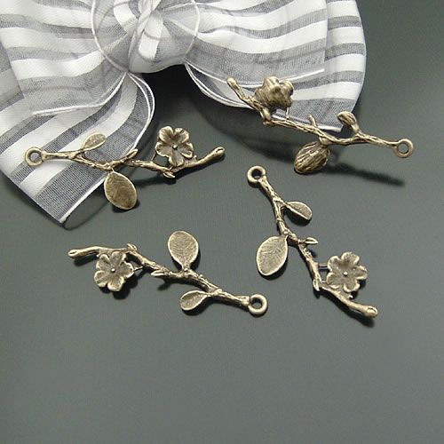 Breloques Antiques En Alliage De Zinc, 41x13mm, 20 Pièces, Breloques En Forme De Branche De Fleur, Vente En Gros, Accessoires, Résultats, Vente En Gros, 28198