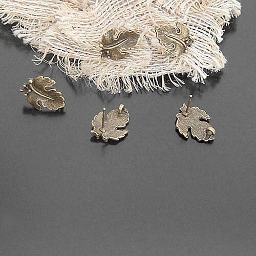 Boucles D'oreilles En Alliage De Couleur Or Antique, 30 Pièces, 15x12mm, Aiguille En Acier, Feuilles D'arbre, Boucles D'oreilles, Accessoires De Bijouterie