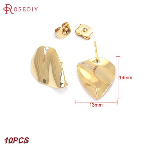 Boucles D'oreilles Rondes En Forme De Goutte, Couleur Or 24k, Avec Motif Étoile, Coeur, Épingle, Bijoux, Fournitures De Fabrication, Accessoires De Bricolage