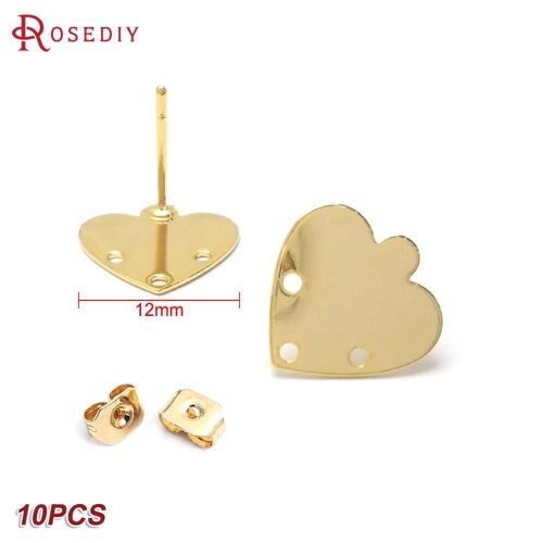 Boucles D'oreilles Rondes En Forme De Goutte, Couleur Or 24k, Avec Motif Étoile, Coeur, Épingle, Bijoux, Fournitures De Fabrication, Accessoires De Bricolage