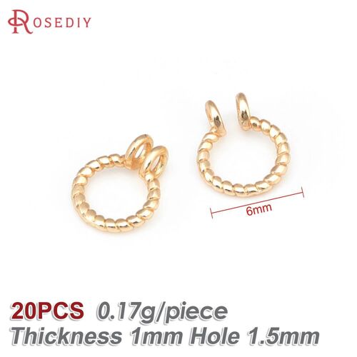 Bagues En Or 18 Carats Pour Documents, Fil Torsadé En Laiton, Matiques Pour Diabétiques Allergiques, Matiques Fendues, Fournitures De Bricolage, Accessoires De Bijoux, 20 Pièces, 6mm, 8mm
