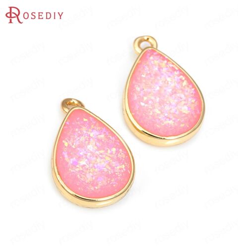 Pendentifs En Laiton Couleur Or 24k, 16.5x9mm, 6 Pièces, Breloques En Forme De Goutte Avec Point De Sable, Fournitures Pour La Fabrication De Bijoux, Accessoires De Bricolage
