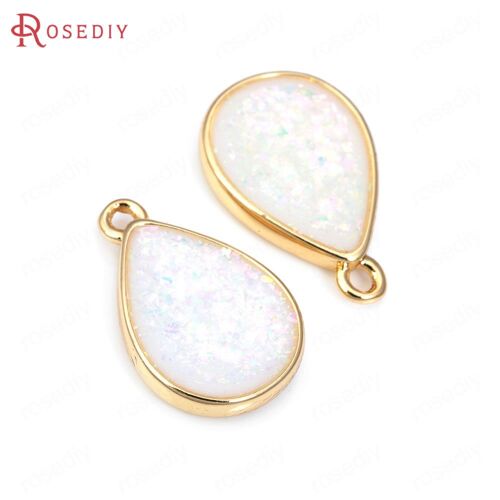 Pendentifs En Laiton Couleur Or 24k, 16.5x9mm, 6 Pièces, Breloques En Forme De Goutte Avec Point De Sable, Fournitures Pour La Fabrication De Bijoux, Accessoires De Bricolage
