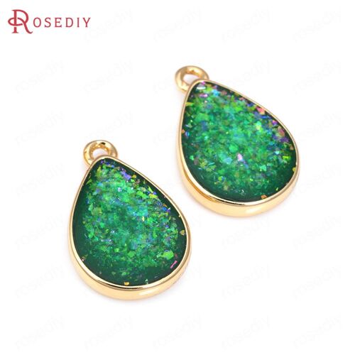 Pendentifs En Laiton Couleur Or 24k, 16.5x9mm, 6 Pièces, Breloques En Forme De Goutte Avec Point De Sable, Fournitures Pour La Fabrication De Bijoux, Accessoires De Bricolage