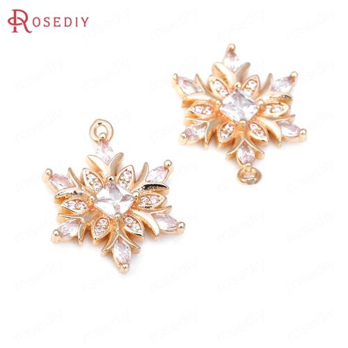 Boucles D'oreilles En Laiton Doré Champagne Et Breloques De Fleurs De Flocon De Neige, Bijoux Fantaisie, Accessoires De Bricolage, Haute Qualité