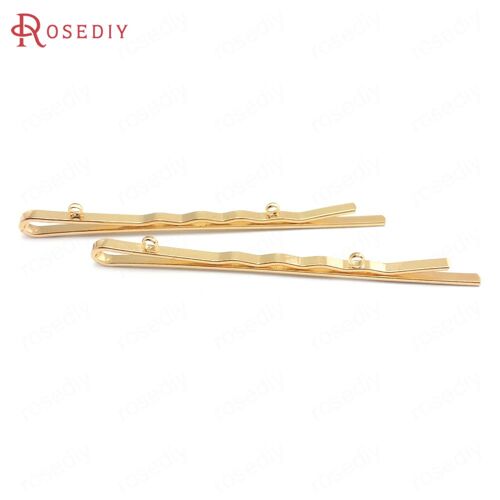 Fer À Cheveux Couleur Or, 20 Pièces, 55mm 60mm 70mm 24k, Avec Base De Perles Ou Trou De Suspension, Pince À Cheveux Pour Bijoux, Fournitures Pour La Fabrication De Bijoux