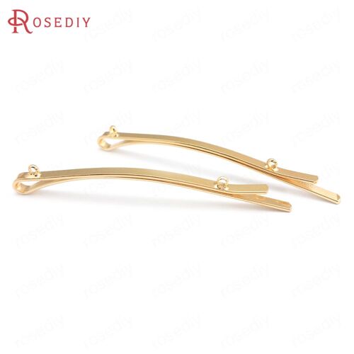 Fer À Cheveux Couleur Or, 20 Pièces, 55mm 60mm 70mm 24k, Avec Base De Perles Ou Trou De Suspension, Pince À Cheveux Pour Bijoux, Fournitures Pour La Fabrication De Bijoux