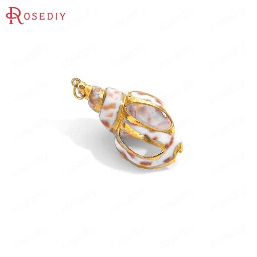 Breloques De Conque Naturelle En Or 24k, Couverture En Laiton, Bijoux De Haute Qualité, Accessoires De Bricolage, 6 Pièces, 35853