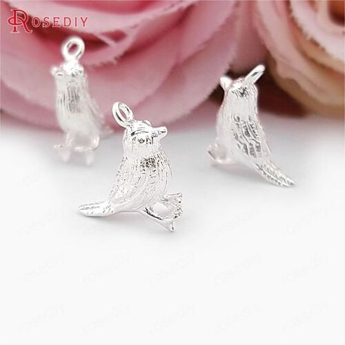 Pendentifs En Laiton Plaqué Or 9x13mm, 6 Pièces, Breloques Oiseaux De Haute Qualité, Accessoires De Bijouterie À Faire Soi-Même