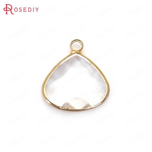 Breloques En Forme De Goutte De Graisse, 18x16mm, 10 Pièces, Couleur Champagne Or, Laiton Et Verre, Pendentifs De Haute Qualité, Accessoires De Bijouterie À Faire Soi-Même