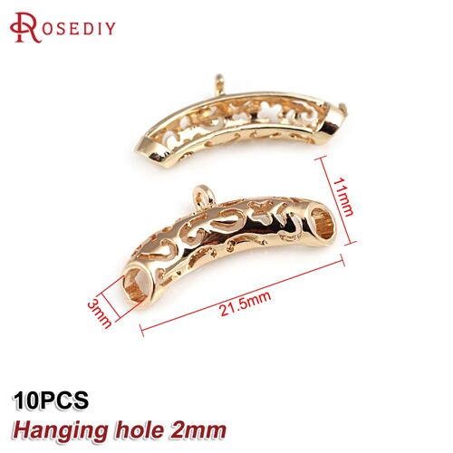 Breloques En Laiton Couleur Or 24k, Tubes Incurvés, Pendentifs Connecteur De Bracelet, Fournitures Pour La Fabrication De Bijoux, Bricolage, Haute Qualité