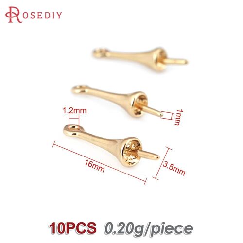 Bouchons Demi-Broches En Laiton, Couleur Or 18k, 3mm 3.5mm 4mm 5mm, Demi-Trou, Perles, Pour La Fabrication De Bijoux, Accessoires De Bricolage, 10 Pièces