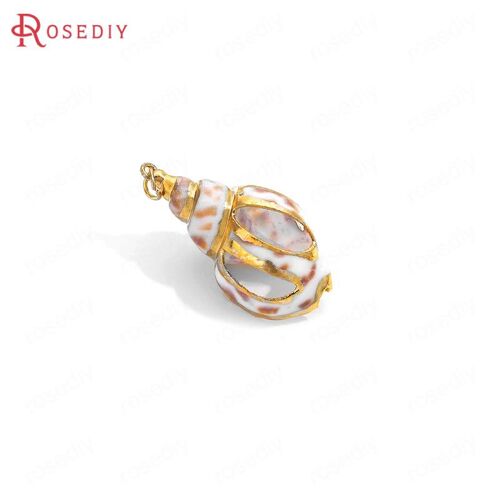 Breloques De Conque Naturelle En Or 24k, Couverture En Laiton, Bijoux De Haute Qualité, Accessoires De Bricolage, 6 Pièces, 35853