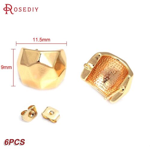 Boucles D'oreilles En Laiton Couleur Or 24k, Coeur Carré, Forme Spéciale, Épingles, Fournitures De Fabrication De Bijoux, Accessoires De Bricolage