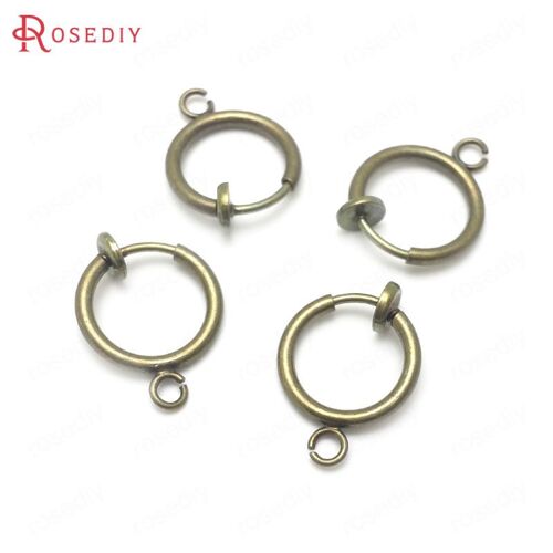 Clips De Boucles D'oreilles À Ressort Ronds En Laiton Pour Femme, Accessoires De Bijoux Sans Trou, Diamètre 11mm, 13mm, 15mm, 20 Pièces, 31789