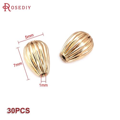 Perles D'espacement En Forme De Citrouille En Or 18k, Forme De Goutte Bal Ombique En Laiton, Forme Ovale Longue, Fournitures De Bijoux De Direction, Accessoires De Bricolage, 30 Pièces