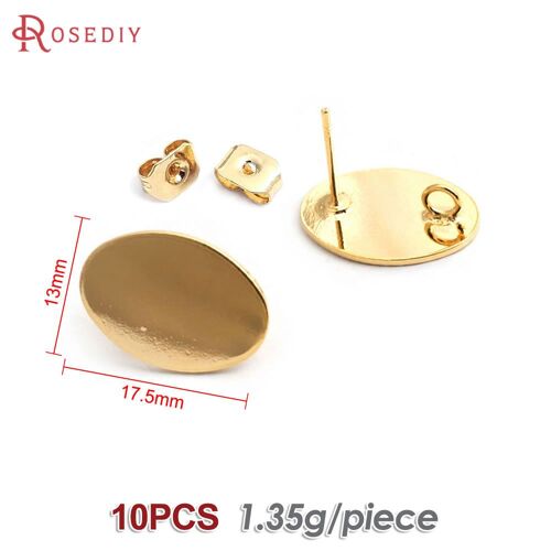 Boucles D'oreilles En Laiton, Couleur Or 24k, Lisses Ou Ondulées, Cercle Rond, Forme Ovale, Broches, Fournitures De Fabrication De Bijoux, Accessoires De Bricolage