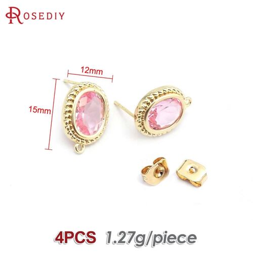 Boucles D'oreilles Rondes, Promenales Et Carrées En Or 18k, Bijoux De Forme Épingle, Accessoires De Bricolage