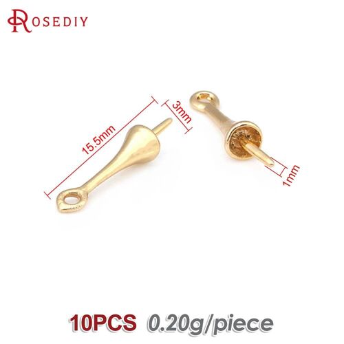 Bouchons Demi-Broches En Laiton, Couleur Or 18k, 3mm 3.5mm 4mm 5mm, Demi-Trou, Perles, Pour La Fabrication De Bijoux, Accessoires De Bricolage, 10 Pièces