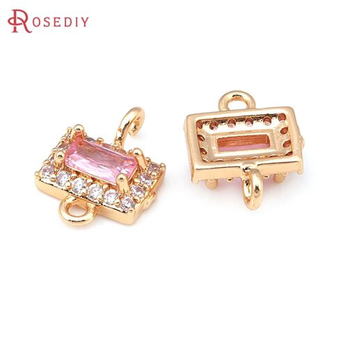 Breloques Rectangulaires Allergiques, Or Champagne, 2 Trous, Accessoires De Haute Qualité, Bijoux Pour Documents, Accessoires De Direction, 10x6.5mm, 4 Pièces