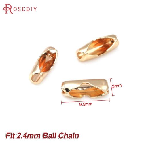 Chaîne De Perles En Laiton Couleur Or 18k, 50 Pièces Adaptées À 1.5mm 2mm 2.4mm, Fermoirs, Fournitures Pour La Fabrication De Bijoux, Résultats De Bricolage