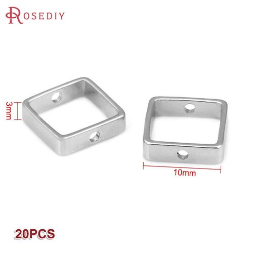 Perles En Laiton Allergiques, 2 Trous, Cercle Carré, Bijoux, Fournitures De Direction, Accessoires De Bricolage, Document En Or 18 Carats, 20 Pièces, 8x8mm, 10x10mm