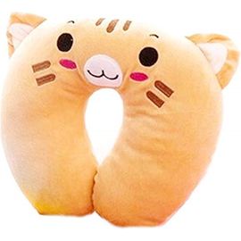 NouvelHorizonstore-Coussin Voiture Enfant Appui-tête Soutien Nuque Doux pour trajets Avion Bus Voiture Train Usage Domestique modèle Tigre Jaune idée Cadeau Confort sécurité Animal Peluche Voyage