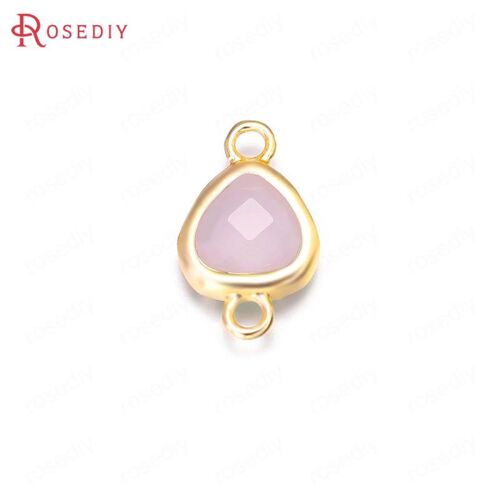 Perles De Verre En Laiton Plaqué Or Et Champagne De Haute Qualité, Breloques Allergiques À 2 Trous, Accessoires De 8x14mm, 4 Pièces