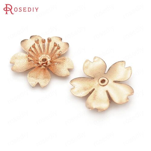 Perles En Laiton Couleur Champagne Or 20mm, 10 Pièces De Haute Qualité, Décoration De Fleurs 3d, Base De Bijoux, Fabrication D'accessoires, Résultats De Bricolage
