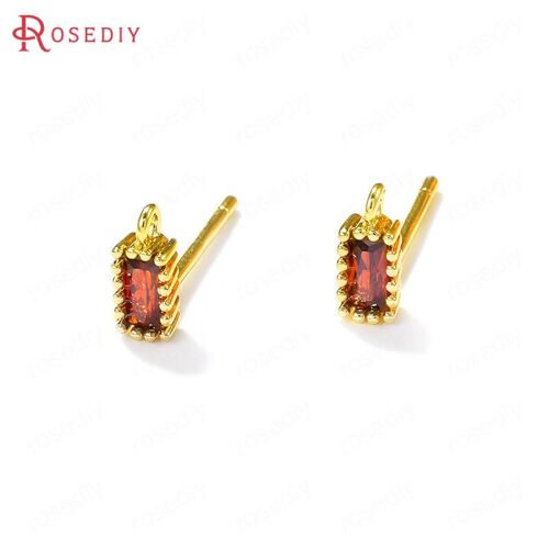 Boucles D'oreilles Rectangulaires En Laiton Et Or 24k De 3x7mm, Épingles De Bijoux, Fournitures De Direction, 6 Pièces