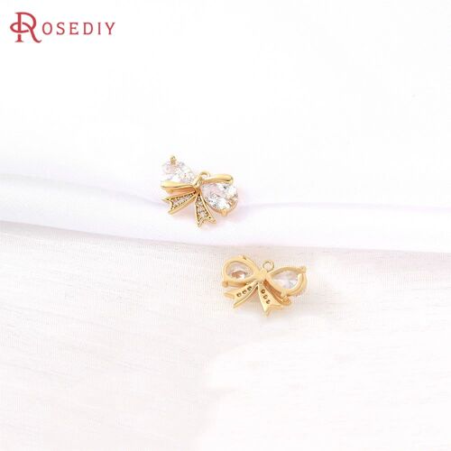 Boucles D'oreilles En Or 24 Carats Avec Noeud Papillon, Breloques En Laiton Pour Document, Fournitures De Bricolage, Accessoires De Bijouterie, 2 Pièces, 15x10mm