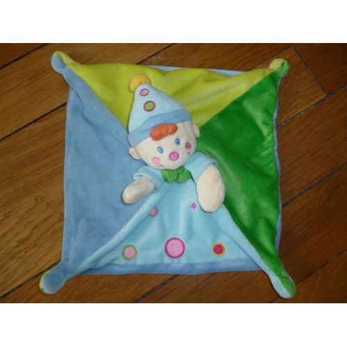 Doudou Plat Lutin Bleu Et Vert Nicotoy