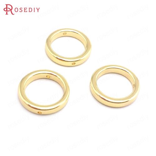 Anneaux De Connexion Fermés En Laiton, Couleur Or 24k, 2 Trous, Cercle Rond, Pour Bricolage, Fabrication De Bijoux, Fournitures, Accessoires, 16mm, 10 Pièces