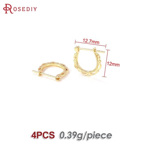 Boucles D'oreilles Rondes En Or 24k Pour Femme, Accessoire En Laiton, 14mm, 15mm, 18mm, Diy