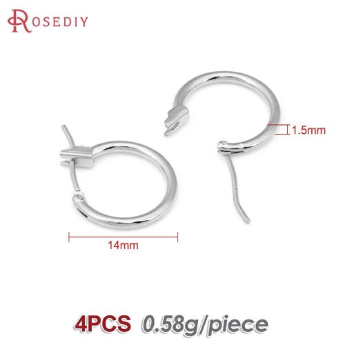 Boucles D'oreilles Rondes En Or 24k Pour Femme, Accessoire En Laiton, 14mm, 15mm, 18mm, Diy